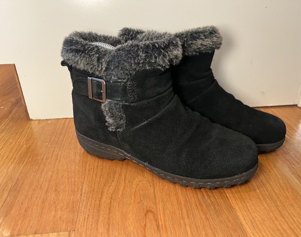 Khombu Boots Womens Size 6 Black Lindsey Faux Fur Ankle Winter Snow Booties